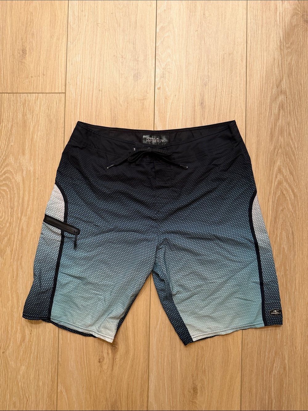 O'Neill Hyperfreak Black to Teal Gradient Men's Board Shorts
